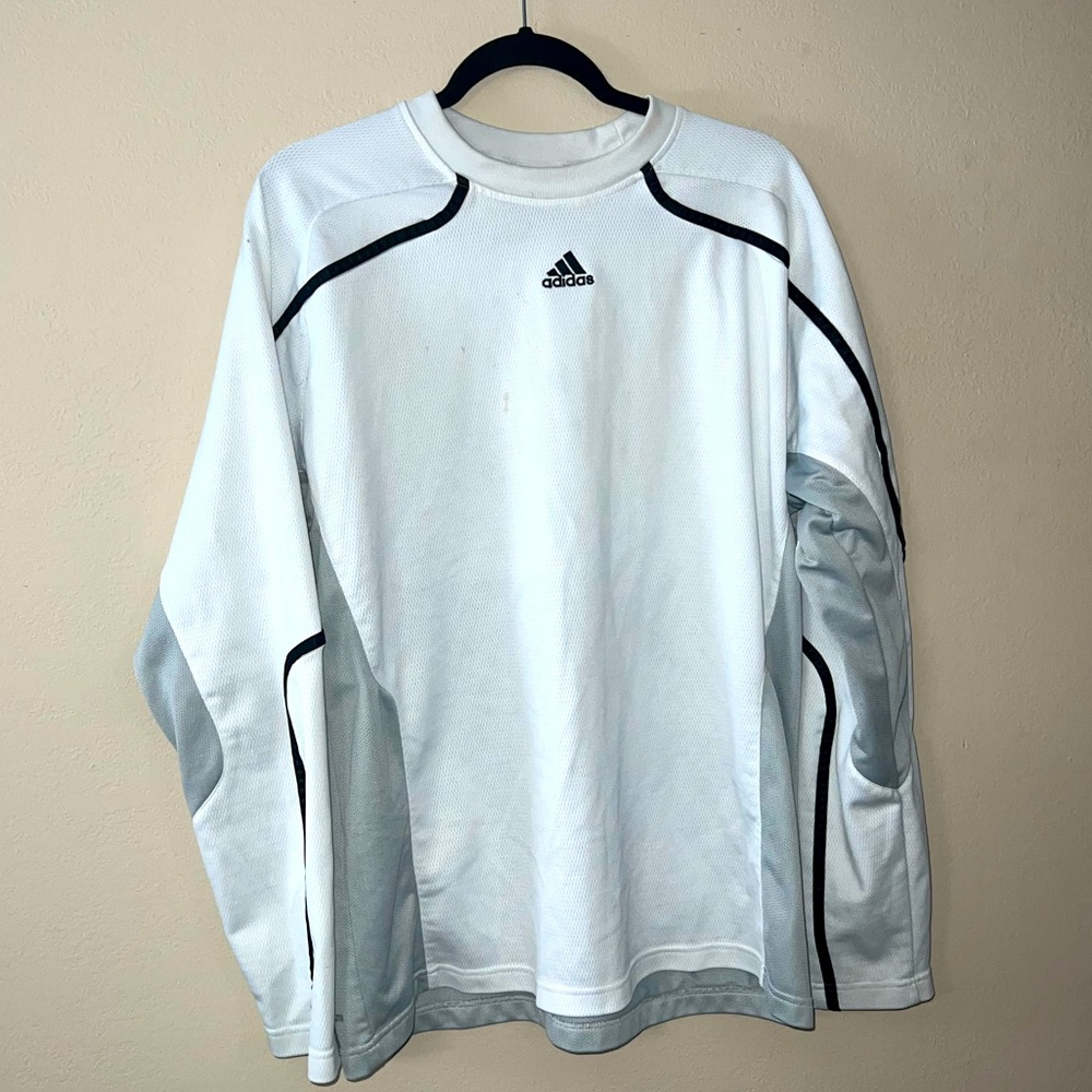 Adidas, size L, Climalite long sleeve top, white/grey